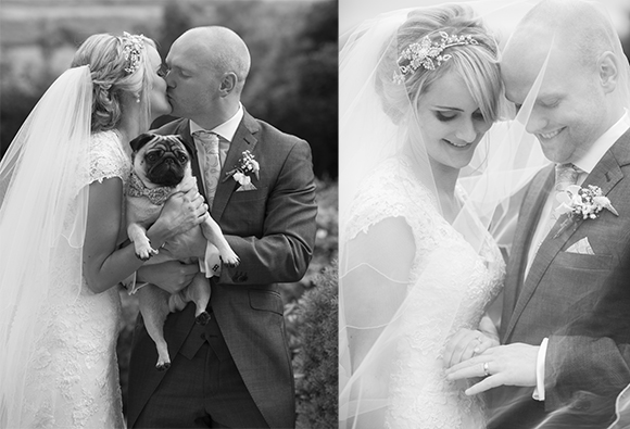 Sheffield wedding photographer bride and groom dog pug animal