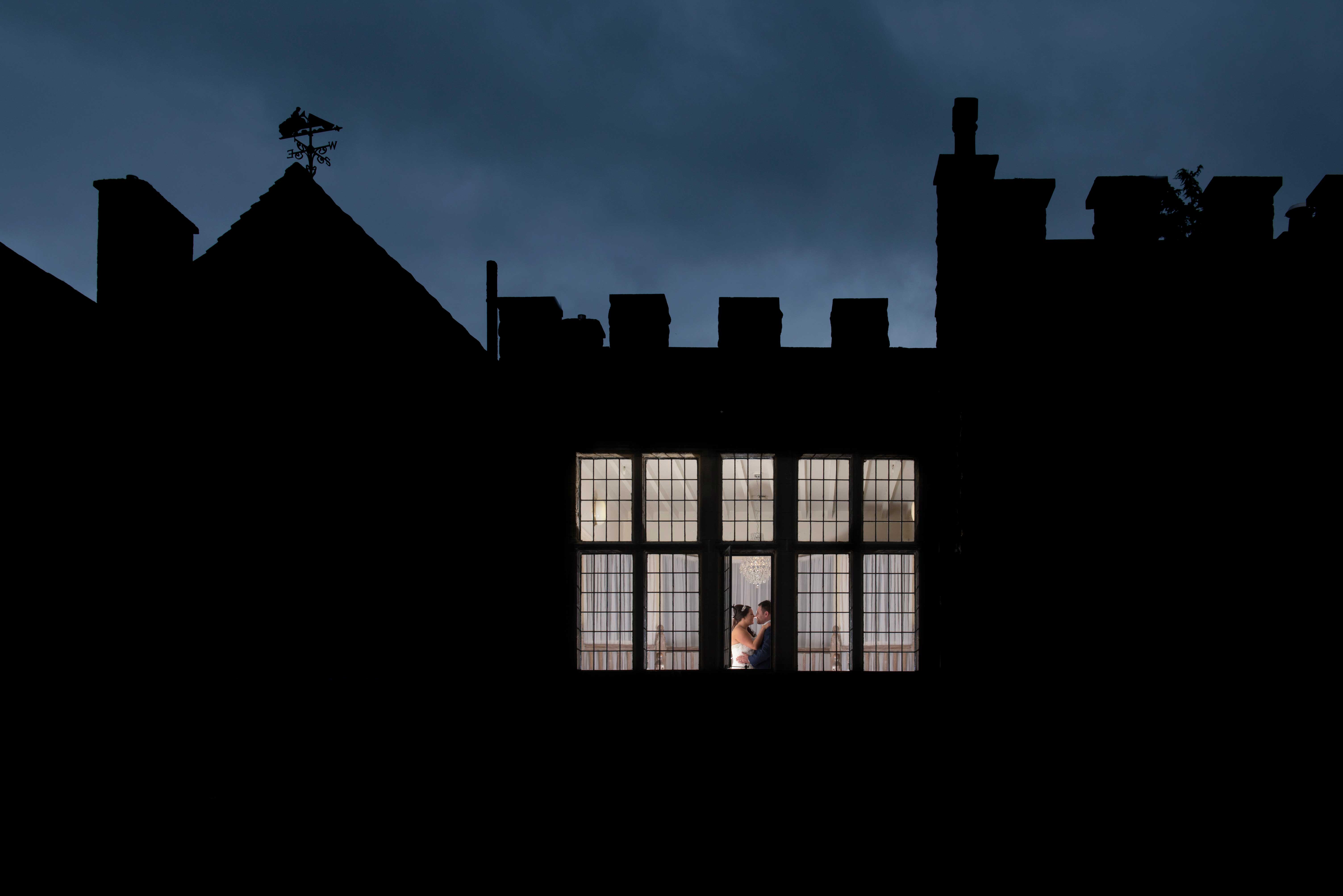 whirlowbrook hall Wedding Photography night-time Castle